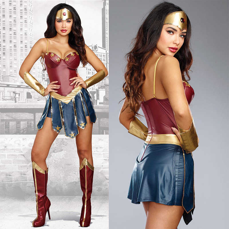 

Women Halloween Party Movie Justice Wonder Fantasia Fancy Dress League Superhero Superwomen Costume S-3XL G0925