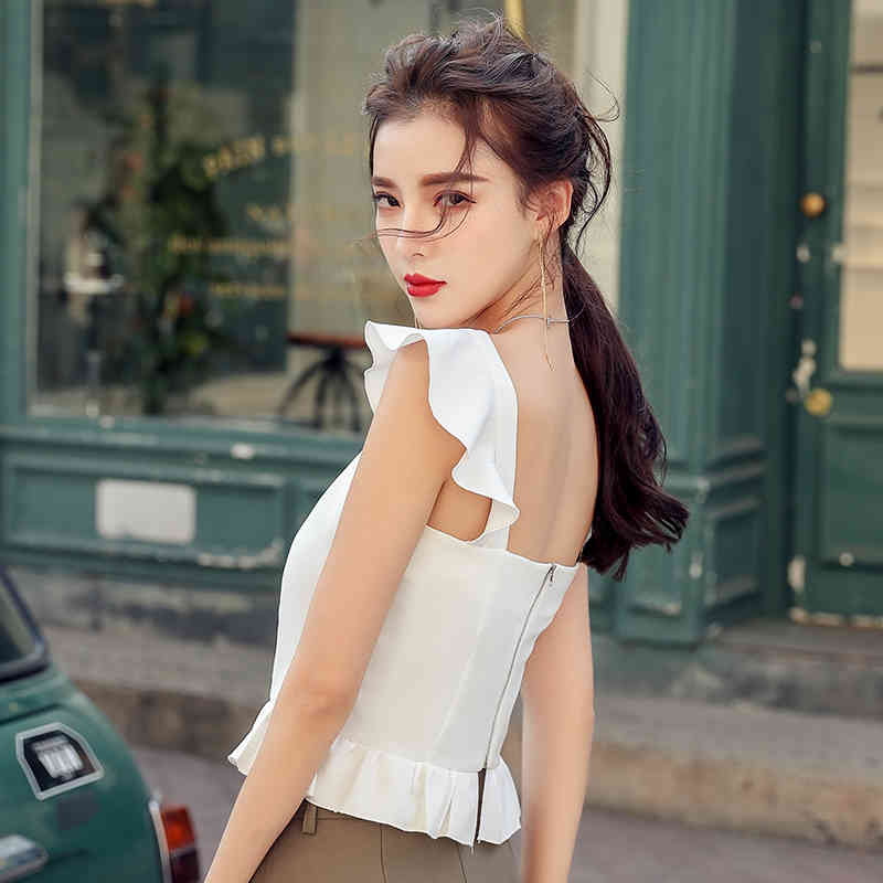 Summer Sleeveless Solid Color Shirts for Women Casual Korean Style Black White Blouse Pullover lady Tops 9332 50 210508