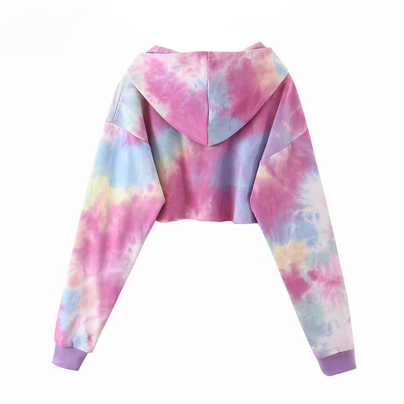 Streetwear Colorful Hoodies Women Batwing Long Sleeve Loose Hooded Sweatshirt Drawstring Irregular Short Hoodies Lady 210414