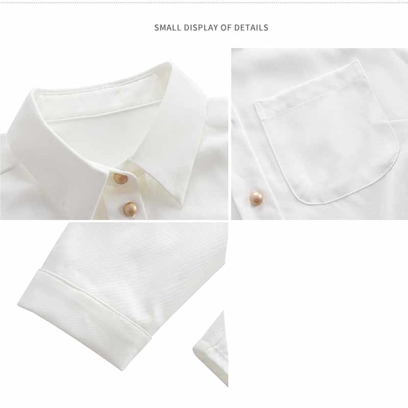 Office Lady Long Sleeve White Chiffon Blouses Women Solid Button Clothing Cardigan Shirts Blusas Mujer 10694 210518