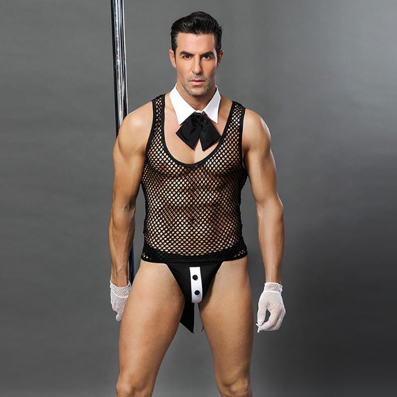 Bras Sets Nightclub Bar Mens Lingerie Butler Waiter Suit Fishnet Mesh Thong Transparent Underwear Erotic Tie Collar Sexy Costumes, As pic
Bras Sets Nightclub Bar Mens Lingerie Butler Waiter Suit Fishnet Mesh Thong Transparent Underwear Erotic Tie Collar Sexy Costumes, As pic