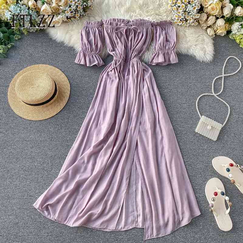 Fashion Women Beach Dress Summer Off Shoulder Sexy Midi Female Vestidos Elegant Ladies Ruffles Violet Long Robe 210602, Lavender
Fashion Women Beach Dress Summer Off Shoulder Sexy Midi Female Vestidos Elegant Ladies Ruffles Violet Long Robe 210602, Lavender