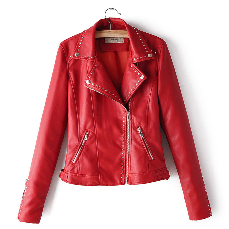 Yellow PU Lapel Long Sleeve Liuding Locomotive Women's Jacket Winter Windproof Simple Chic Slim Female Coat Black Red Top 210507