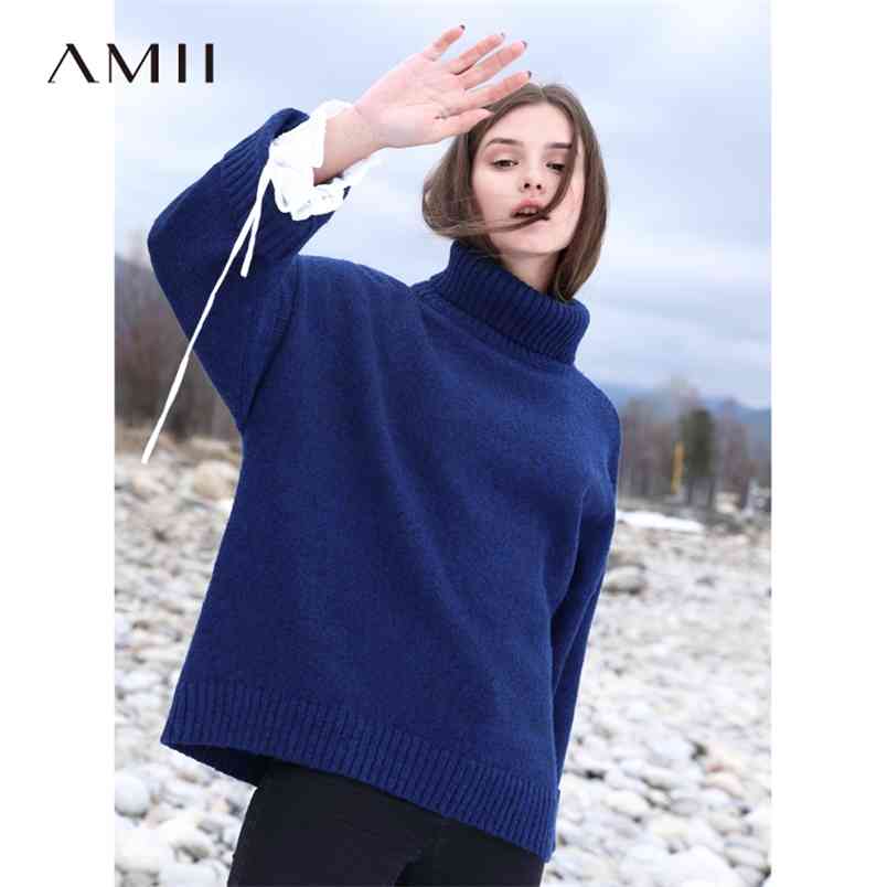 Turtleneck Pullover Sweater Winter Women Causal Solid Thick Loose Warm Female Knitted 11840245 210527