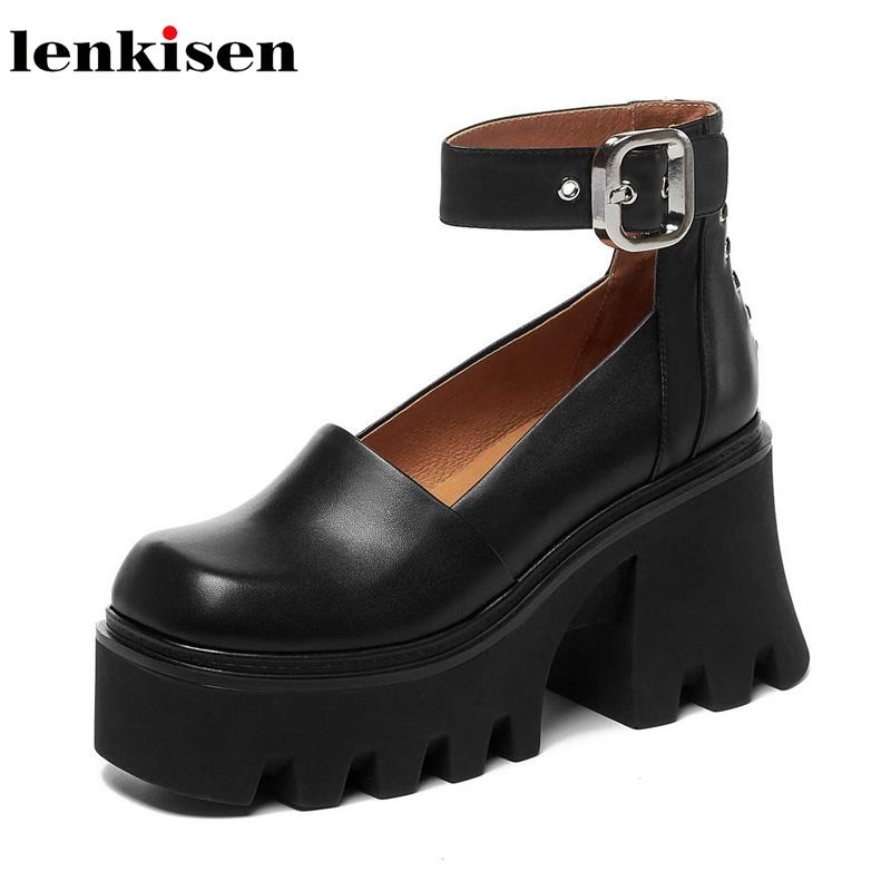 Dress Shoes Lenkisen Genuine Leather Ankle Straps Belt Buckle Energy Maiden Metal Decorations High Heels Thick Bottom Square Toe Pumps L31, Black
Dress Shoes Lenkisen Genuine Leather Ankle Straps Belt Buckle Energy Maiden Metal Decorations High Heels Thick Bottom Square Toe Pumps L31, Black