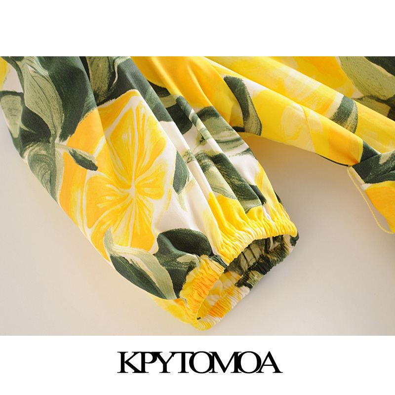 Women Chic Fashion Printed With Belt Mini Dress Backless Puff Sleeves Summer Female Dresses Vestidos Mujer 210420