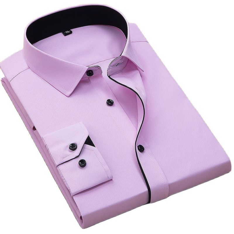 Plus Size 8xl Oversized Shirt TurnDown Collar Long Sleeved Twill Solid Business Men Dress Shirts without Front Pocket Easy Care 220309