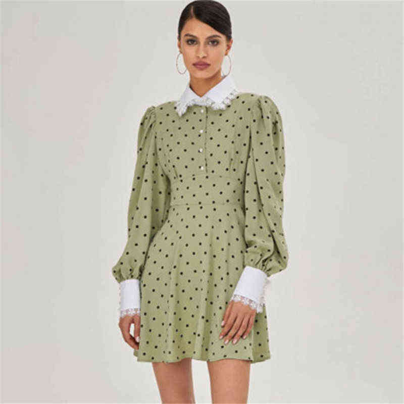 MUICHES Vintage Lantern Sleeve Polka Dot A-Line Dress Female High Waist Lace Mini Dresses For Women 2021 Sweet Fall G1223, Army green
MUICHES Vintage Lantern Sleeve Polka Dot A-Line Dress Female High Waist Lace Mini Dresses For Women 2021 Sweet Fall G1223, Army green