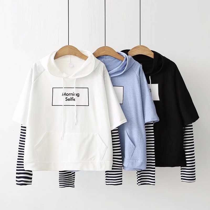 Autumn female funny Hoodie Sweatshirt Hooded Long Sleeve large size M-2XL winter Japanese cute stitching striped sweatshirt 210608, White
Autumn female funny Hoodie Sweatshirt Hooded Long Sleeve large size M-2XL winter Japanese cute stitching striped sweatshirt 210608, White