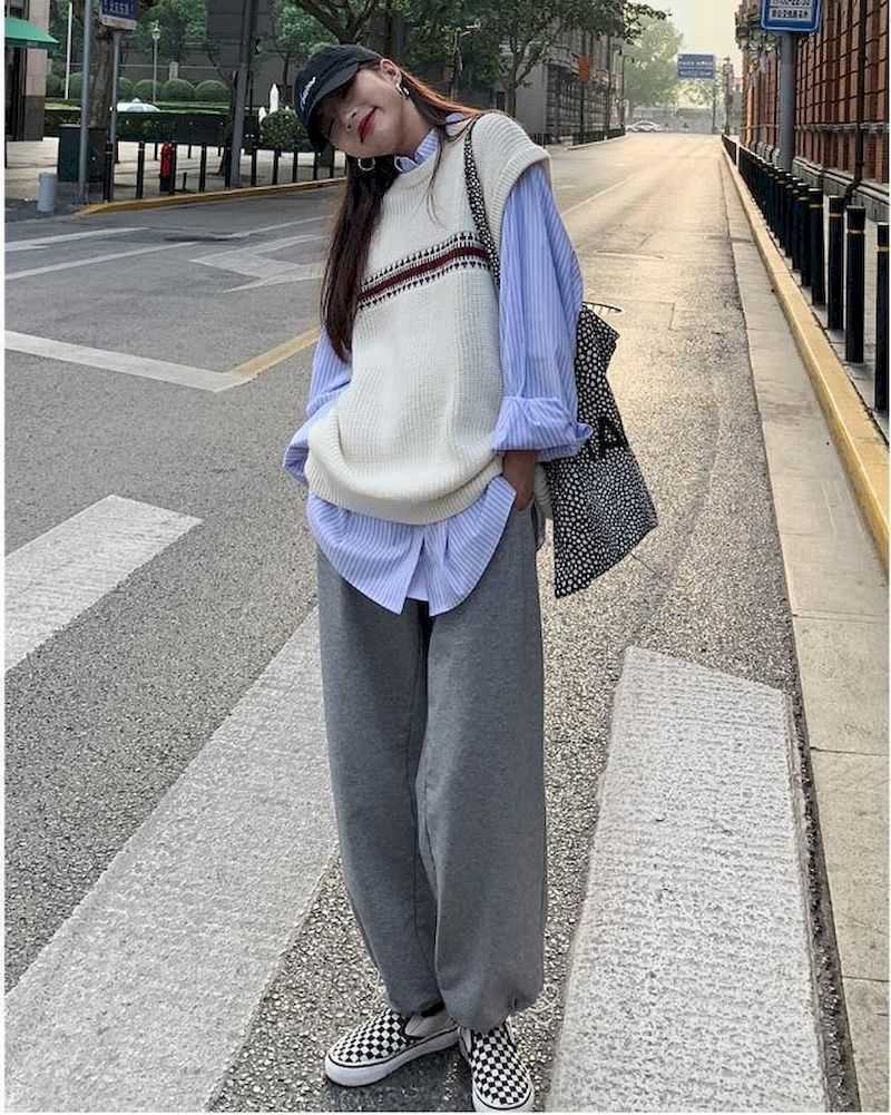 sweater vest women sweaters prep tops Harajuku oversize knit autumn retro casual simple style pattern stacking 210526