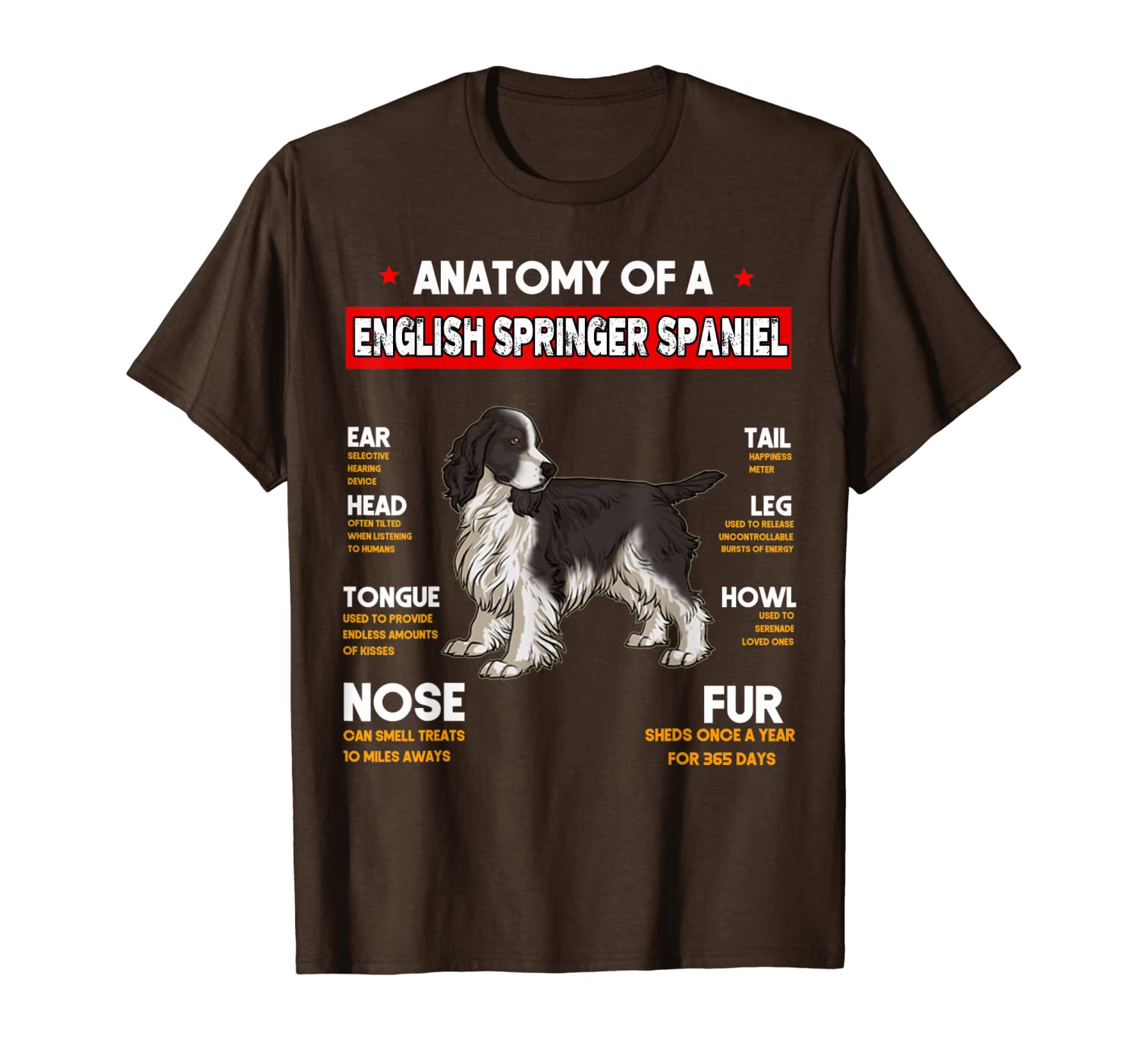 anatomy of a english springer spaniel dogs lovers t shirt, White;black
anatomy of a english springer spaniel dogs lovers t shirt, White;black