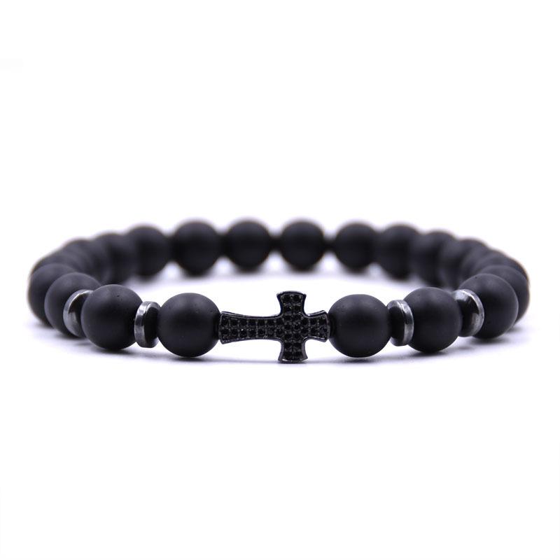 Micro Pave CZ Cross Bracelet & Bangles For Men Women Jewelry Natural Stone Frosted Beads Elasticity Rope Charm Yoga Beaded, Strands
Micro Pave CZ Cross Bracelet & Bangles For Men Women Jewelry Natural Stone Frosted Beads Elasticity Rope Charm Yoga Beaded, Strands