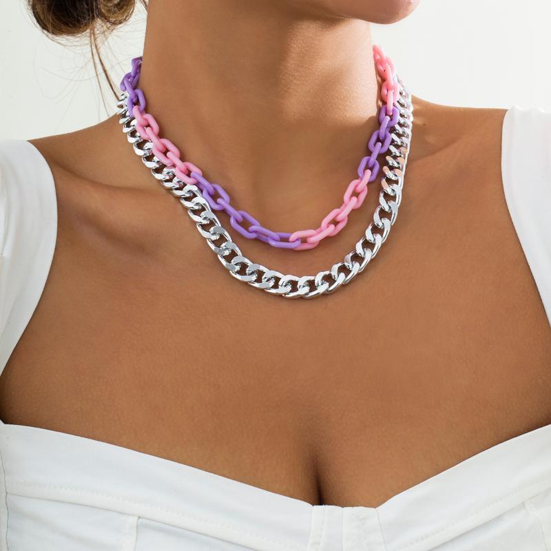 Chains Y2K Colorful Acrylic/Aluminum Chain Necklace On The Neck 2022 Fashion Short Choker Necklaces Set For Women Trendy Jewelry Collar, Silver
Chains Y2K Colorful Acrylic/Aluminum Chain Necklace On The Neck 2022 Fashion Short Choker Necklaces Set For Women Trendy Jewelry Collar, Silver