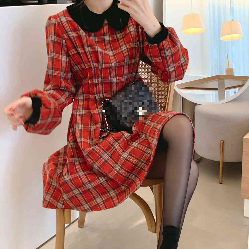 Christmas Spring Girls Women Cotton Long Sleeve Dresses Female Vintage Dress Party Femme Vestido Autumn Winter 210417Z