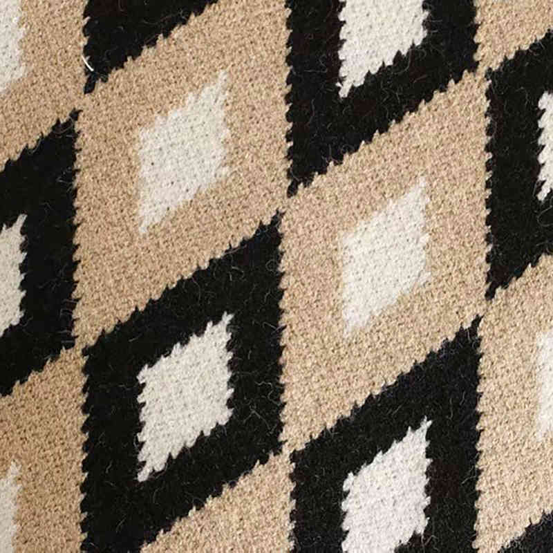 Elegant Geometric Print Women Sweater Skirt Casual Ladies Mini Vintage Female Short Office Suit Saia Mujer 210515