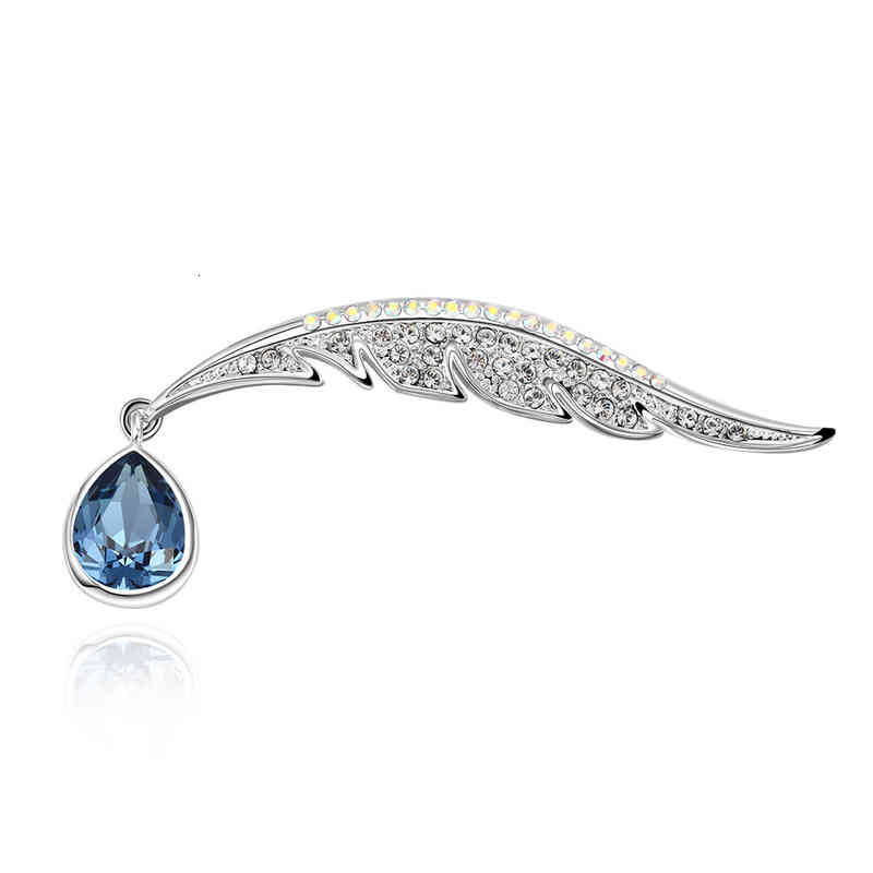 Creative Fashion Feather Brooch High-grade Women's Adopts Austrian Crystal Element Pin Female