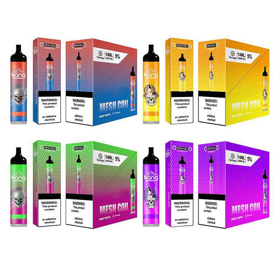 Bang Mesh Coil 6000 Puffs Bars Disposable E cigarettes Vape Pen Empty 14ml Pods Cartridge 850mAh Rechargeable Batterya41
Bang Mesh Coil 6000 Puffs Bars Disposable E cigarettes Vape Pen Empty 14ml Pods Cartridge 850mAh Rechargeable Batterya41