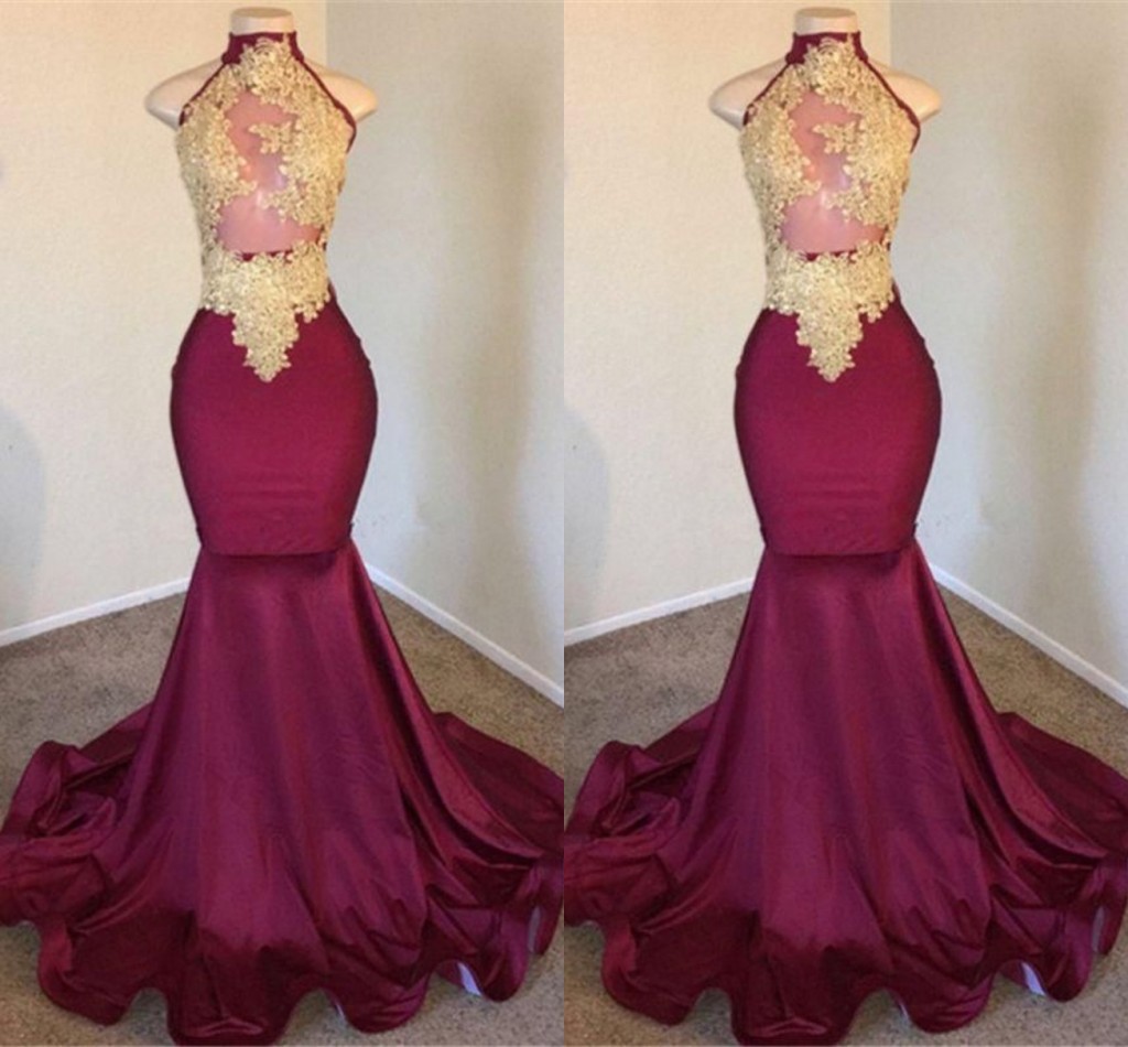 Dark Red Gold Lace and Applique Prom Evening Dresses Formal Gowns African Mermaid High Neck Satin Backless Beads Real Image Bridesmaid Long Pageant Dresess, Brown
Dark Red Gold Lace and Applique Prom Evening Dresses Formal Gowns African Mermaid High Neck Satin Backless Beads Real Image Bridesmaid Long Pageant Dresess, Brown