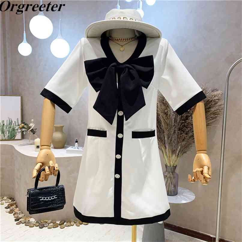 Summer contrast color Mini Dress for Women Bowknot Deco Pearl Single-breasted Slim A-line Female 210602, Black
Summer contrast color Mini Dress for Women Bowknot Deco Pearl Single-breasted Slim A-line Female 210602, Black