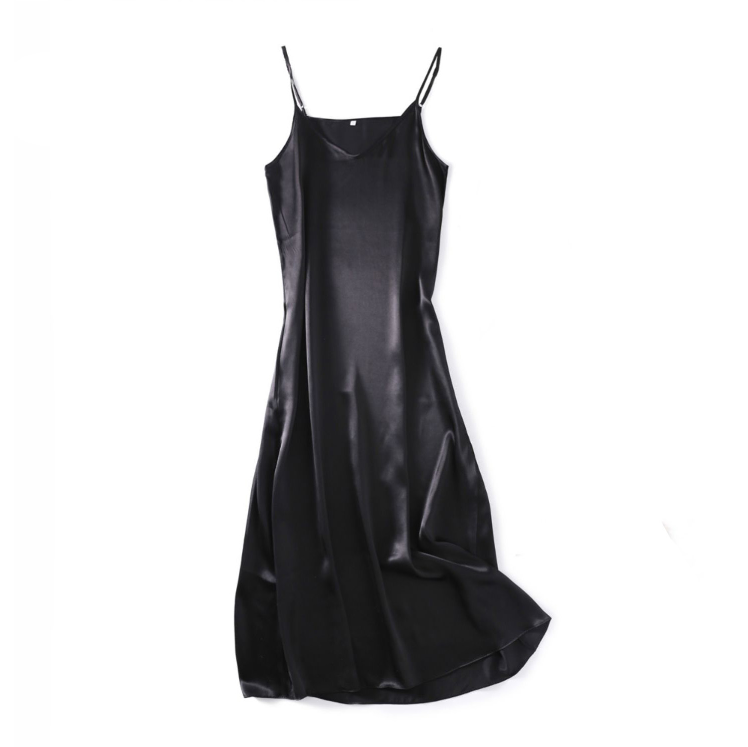 SuyaDream Woman Maxi Dress 100% Silk Satin Sleeveless Solid Spaghetti Strap Long Dresses Elegant Chic Slip Dress 210409