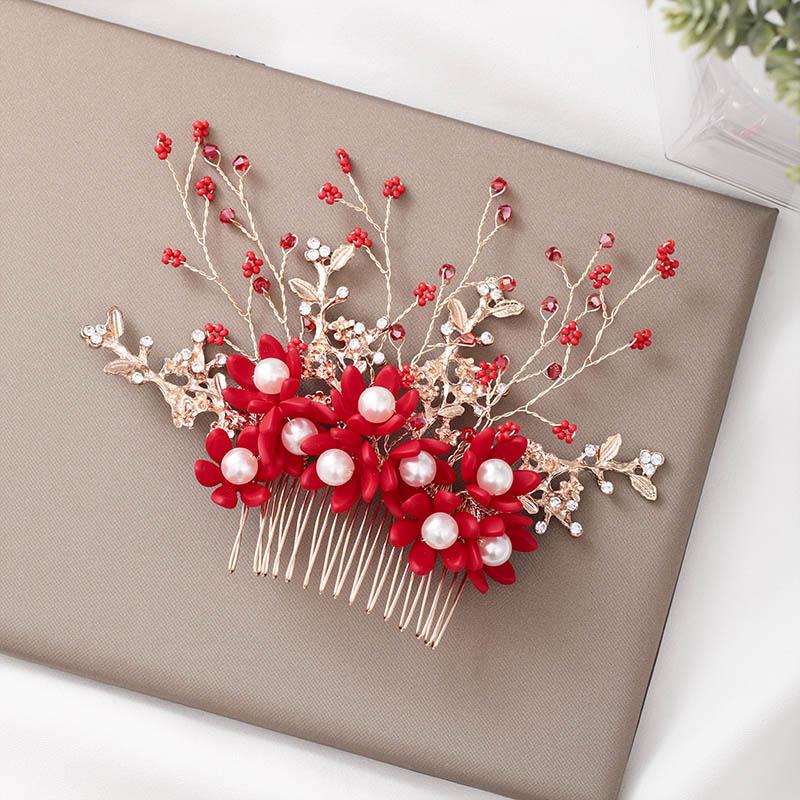 Hair Clips & Barrettes Gorgeous Red Flower Decorated Comb Princess Gold Bridal Wedding Jubilant Party Women Vine Accessories EA, Golden;silver
Hair Clips & Barrettes Gorgeous Red Flower Decorated Comb Princess Gold Bridal Wedding Jubilant Party Women Vine Accessories EA, Golden;silver