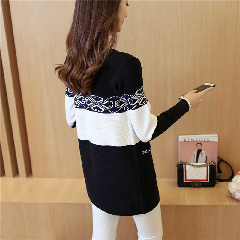 Spring Women's Long Sweater Cashmere Autumn Cardigan knitting Sweater Pink Black Red Print Winter Fashion Slim Women 7479 210918