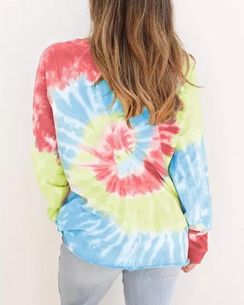 Spring Fall Women Plus Size Tie Dye Print O-neck Sweatshirt Chic Long Sleeve Femme Casual Outfits Lady Loose Casual Clothes 210415