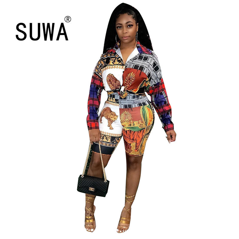 Fashion Work Fall Clothing Trendy Chic Printed Two Piece Women Tunic Oversize Vintage Casual Shirt Blouse + Knee Length Pants 210525, Multi
Fashion Work Fall Clothing Trendy Chic Printed Two Piece Women Tunic Oversize Vintage Casual Shirt Blouse + Knee Length Pants 210525, Multi