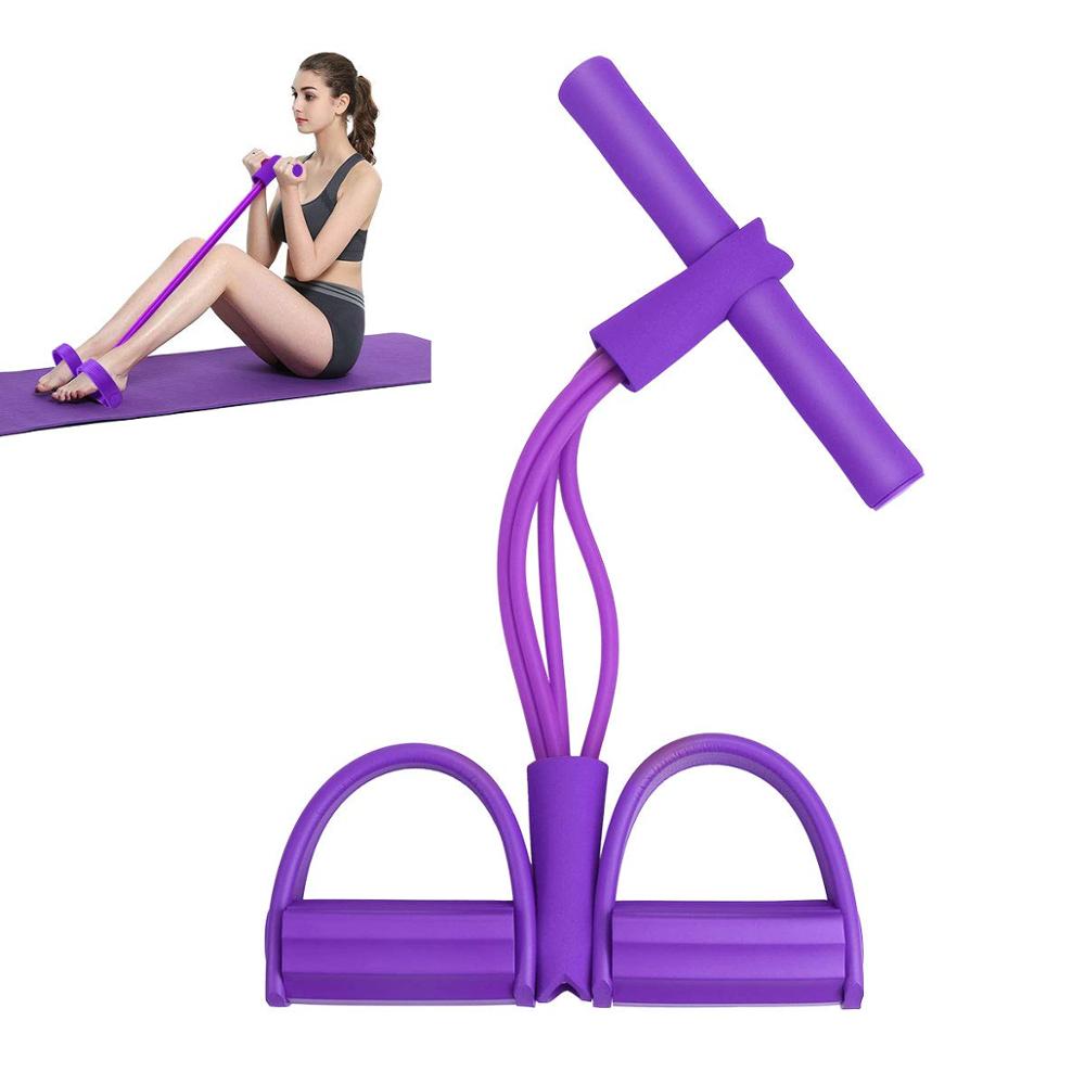 Multifunction Pedal Resistance Band Multifunctional Fitness Equipment Home Abdomen Pull Rope Sit-ups 4 Tube Thick Yoga Rope