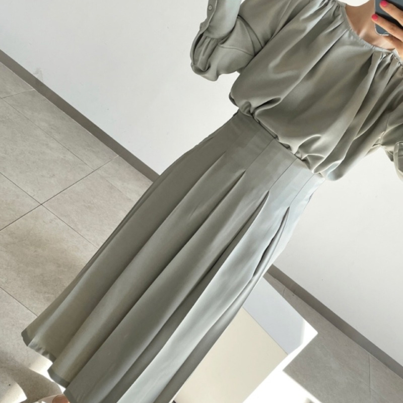 Causal Women Tops Solid Green Blouse Plus Size Loose Clothing Fashion Round Collar Spring Long Sleeve Shirt Vintage 13353 210506