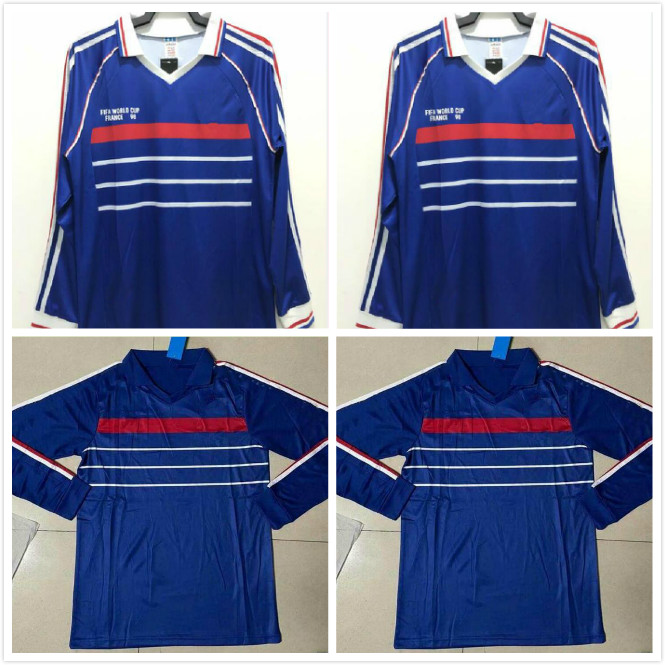 Long sleeve 1984 1998 French ZIDANE HENRY soccer jerseys world cup retro BLANC Guivarch Football Jersey DJORKAEFF TREZEGUET DESCHAMPS Maillot de foot uniforms