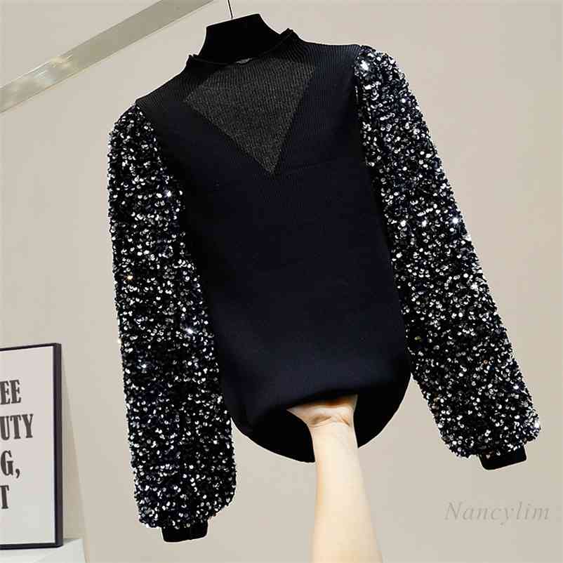 Embroidery Sequins Knit Top for Women Retro Lantern Sleeve Sweater Slim-Fit Stand Collar Knitwear Female All-Match 210519, White
Embroidery Sequins Knit Top for Women Retro Lantern Sleeve Sweater Slim-Fit Stand Collar Knitwear Female All-Match 210519, White
