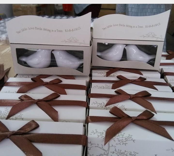 2021 Love bird salt and pepper Shaker Party Wedding Favor Giveaway Present Romantic Wedding Door Gifts with gift box