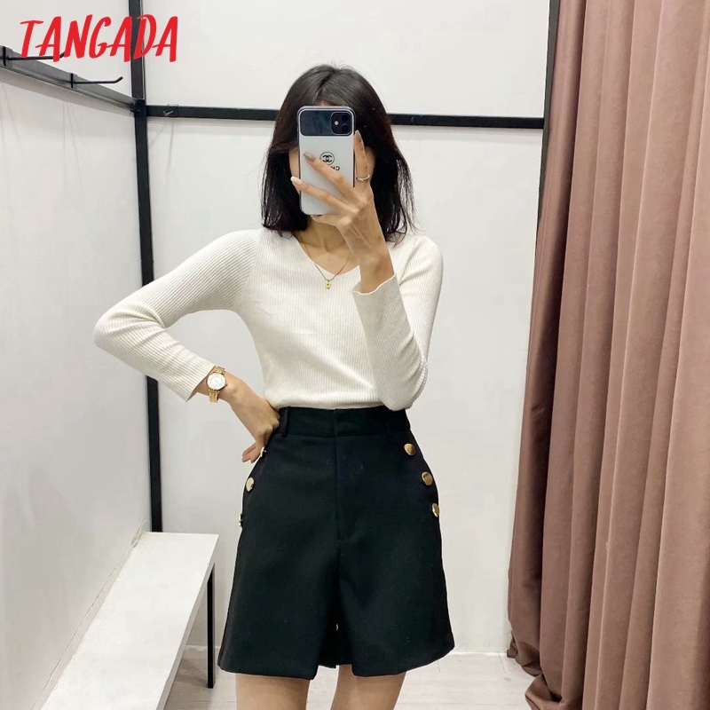 Women Elegant Solid Pink Button Decorate Zipper Pockets OL Shorts Pantalones 2R34 210416