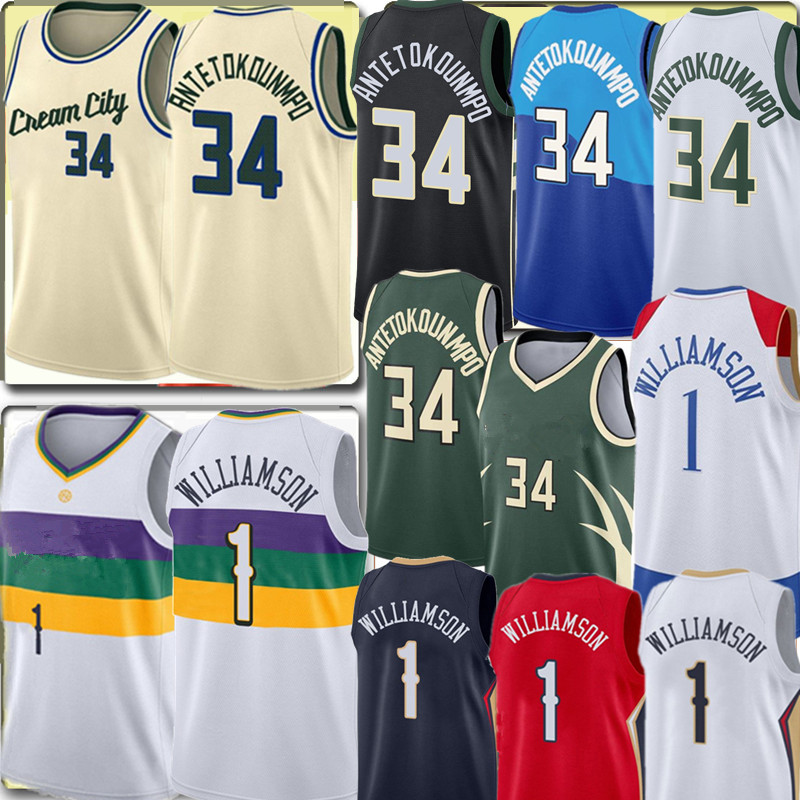 34 Giannis man Antetokounmpo Jersey 1 Zion White Williamson Basketball Jerseys Black Blue Red Beige Green S-XXL Embroidery Logos 2022
34 Giannis man Antetokounmpo Jersey 1 Zion White Williamson Basketball Jerseys Black Blue Red Beige Green S-XXL Embroidery Logos 2022