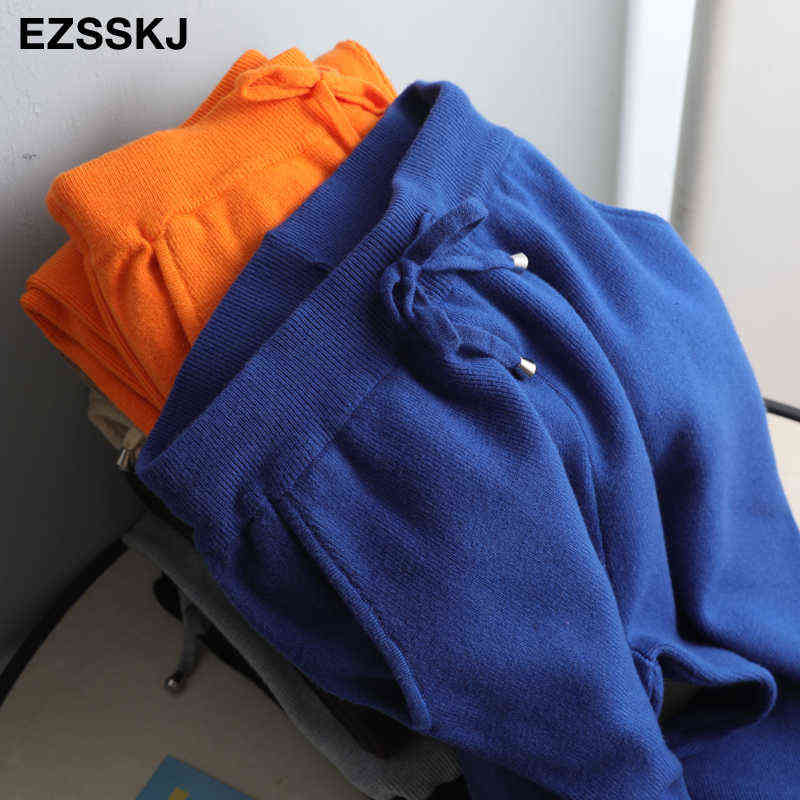 Tracksuit Women Elastic Waist Drawstring Trousers Thick Track warm sweater Pants Autumn Winter Sport swear Women'S 211115