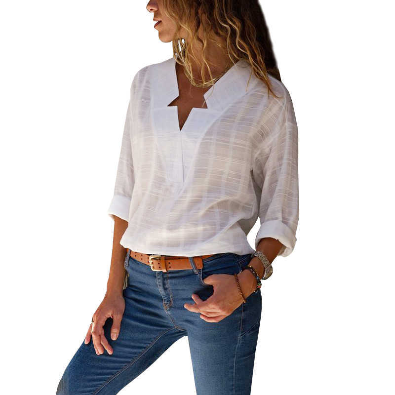 Summer Plus Size Shirt Women Clothes V-neck Long Sleeve Streetwear Ladies Tops And Blouses Office Blouse Femme 210608, Black
Summer Plus Size Shirt Women Clothes V-neck Long Sleeve Streetwear Ladies Tops And Blouses Office Blouse Femme 210608, Black