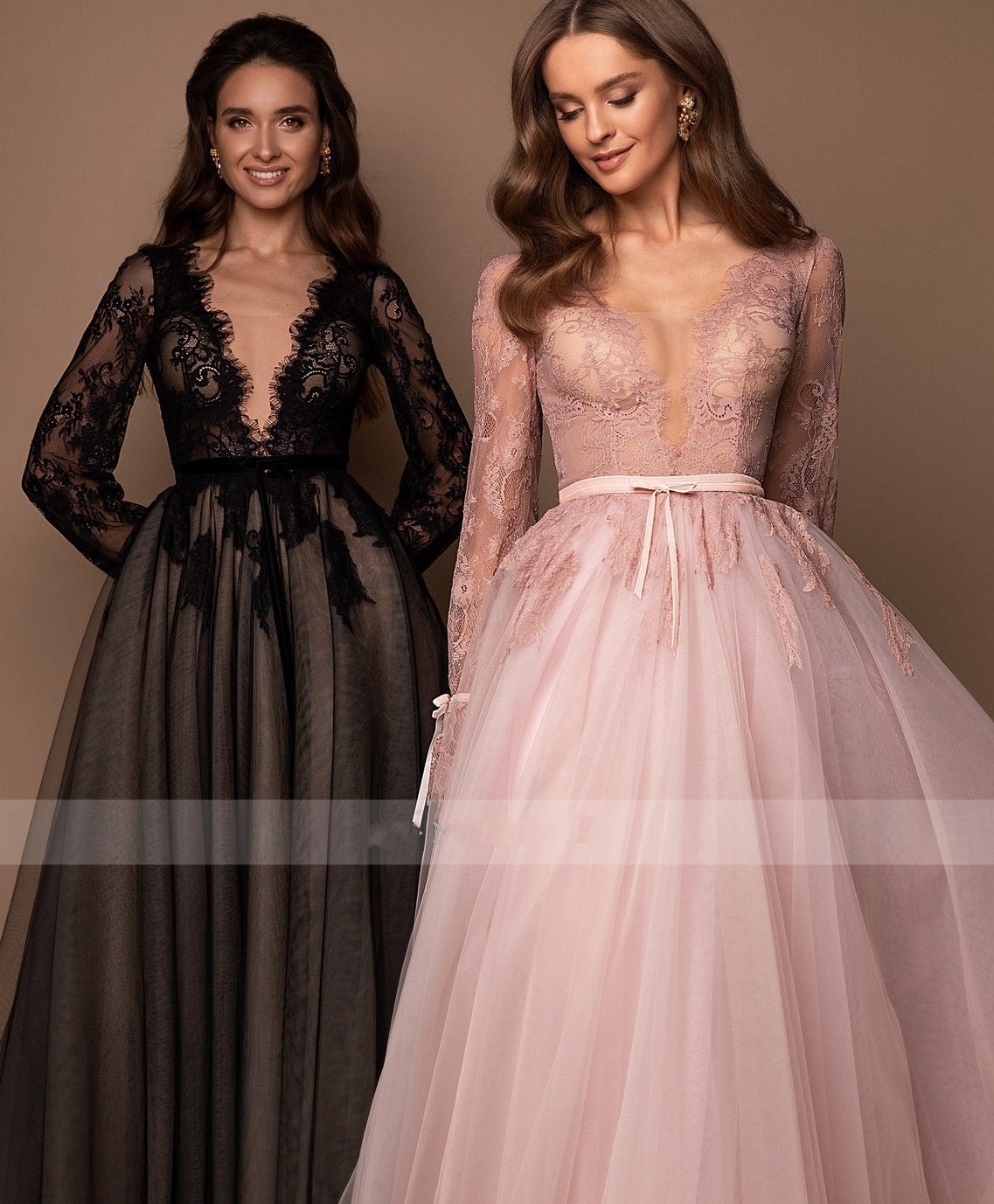 Sexy Prom Dress V-Neck Lace Appliques Long Sleeve Belt Tulle A-line Zipper 2022 Women Formal Evening Gowns Black robes de soirée Vestidos de Fiesta