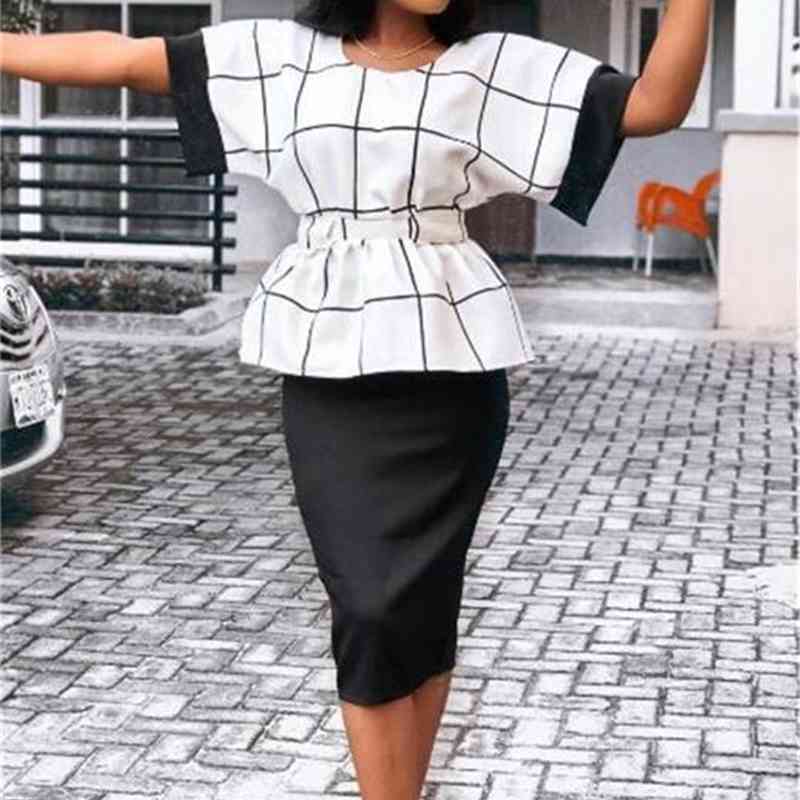 2pcs Dress Summer Commute Short Sleeve Suits Women Fashion Casual Two Piece Clothing Women Pullover Plaid, White
2pcs Dress Summer Commute Short Sleeve Suits Women Fashion Casual Two Piece Clothing Women Pullover Plaid, White