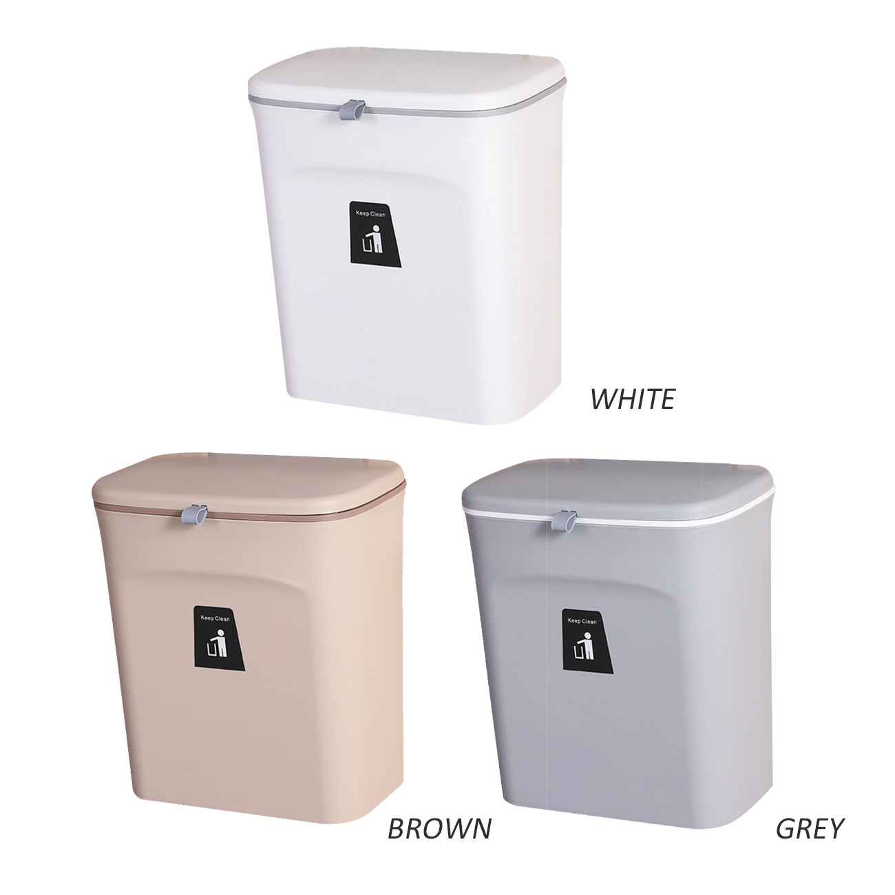 9L Hanging Kitchen Compost Bin Counter Small Trash Can with Lid for Cupboard Bathroom Bedroom Office Camping and indoor