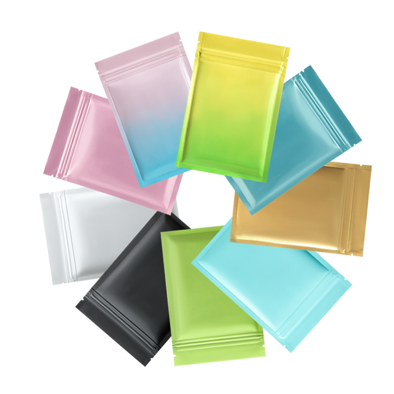 Colorful Aluminum Foil Zip Lock Storage Bag Flat Resealable Food Meat Cereals Coffee Powder Snack Xmas Wedding Sugar Nuts Gifts Heat Sealing Packaging
