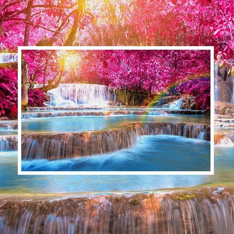 Custom 3D Wallpaper Beautiful Forest Waterfall Nature Landscape Murals Living Room Bedroom Backdrop Home Decor