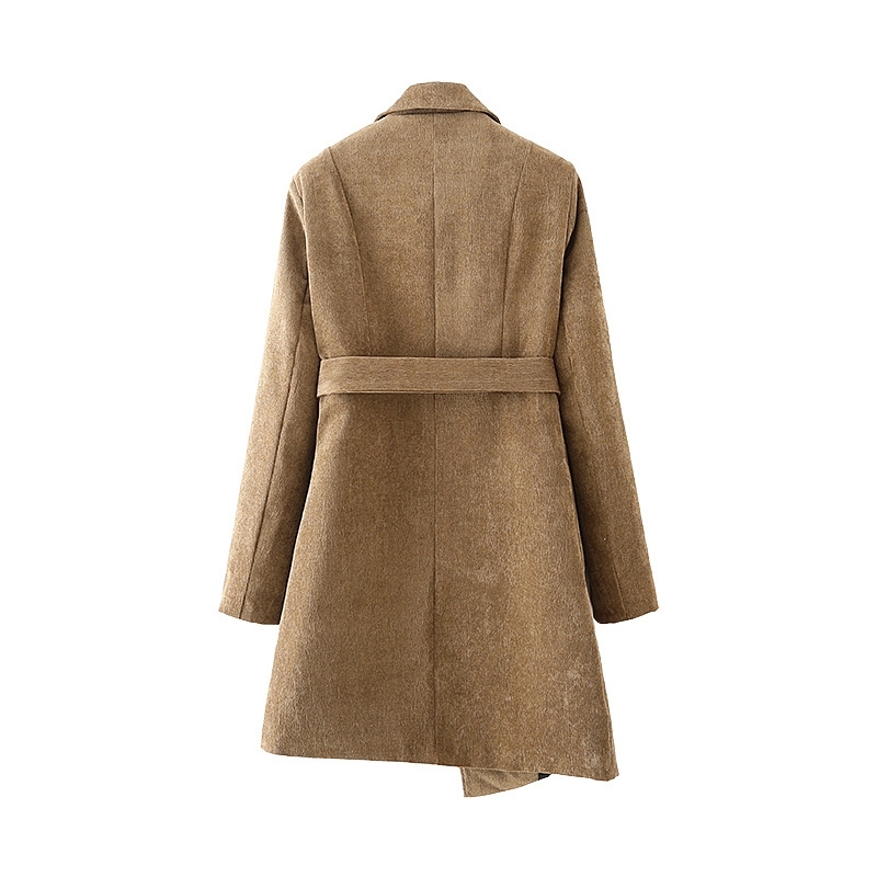 Elegant Women Solid Brown Corduroy Blazers Fashion Ladies Bow Sashes Coats Streetwear Female Chic Long Cardigan 210430