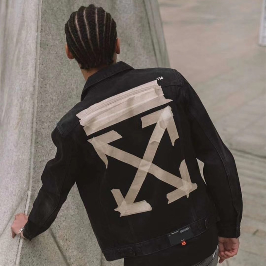 2021s spring summer new tape pasting arrow ow men's and women's fashion net red ins black jeans jacket, Tan;black
2021s spring summer new tape pasting arrow ow men's and women's fashion net red ins black jeans jacket, Tan;black