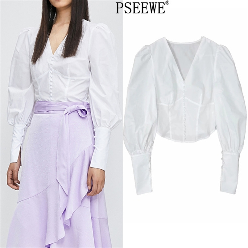 Spring Women Blouse White Crop Top Fashion Button Puff Long Sleeve Chic Woman Streetwear Ladies Tops 210519
Spring Women Blouse White Crop Top Fashion Button Puff Long Sleeve Chic Woman Streetwear Ladies Tops 210519