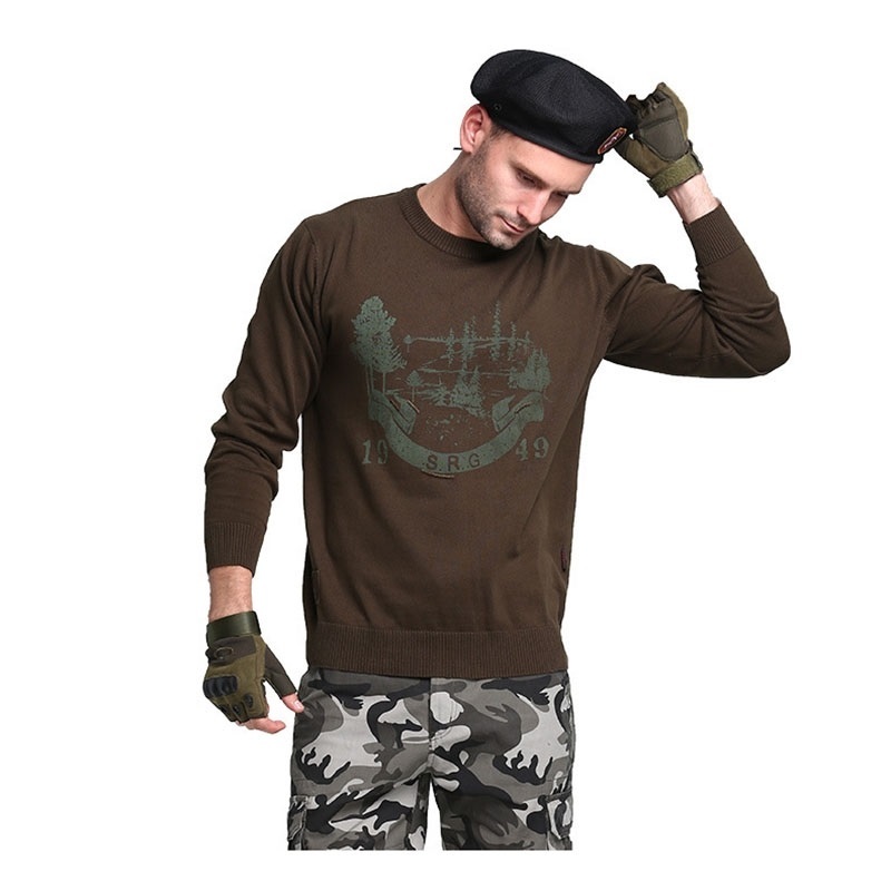 Me's Sweater Winter Autumn Fashion High Quality 100% Cotton Plus Size Military Army Loose Knitted Sweater Male Pullover 3XL 210518