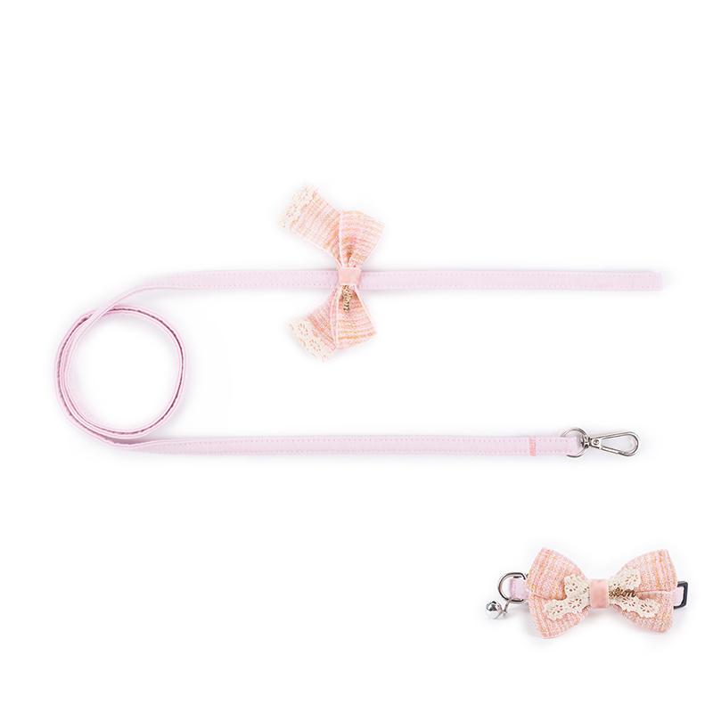 Dog Collars & Leashes CoolPaw Collar Leash Classic Grid Flower Decoration Bow Tie With Bell Puppy Dogs Cats