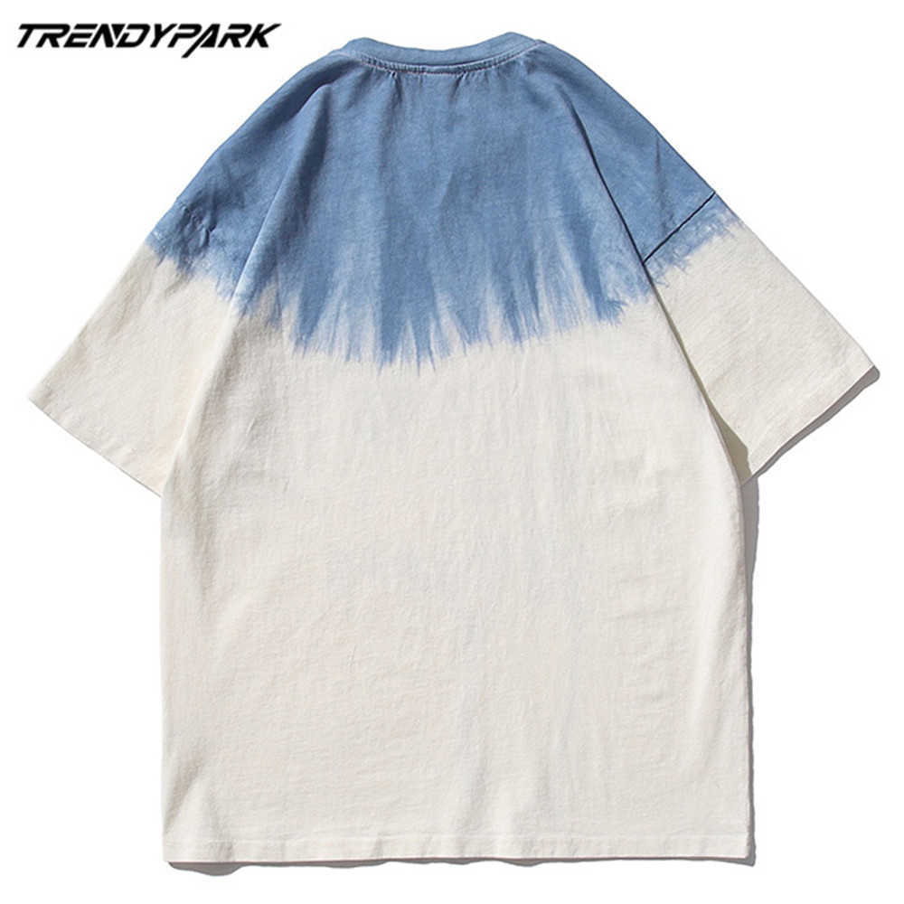 Men's T-shirt Summer Tie-dye Letters Print Short Sleeve Tee Hip Hop Oversized Cotton Casual Harajuku Streetwear Top Tshirts 210601