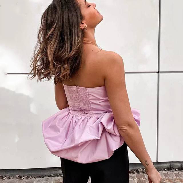 Foridol Off shoulder ruffle sleeveless crop top beach party club sey camis Cool women chic street casul tops pink autumn winter 210415