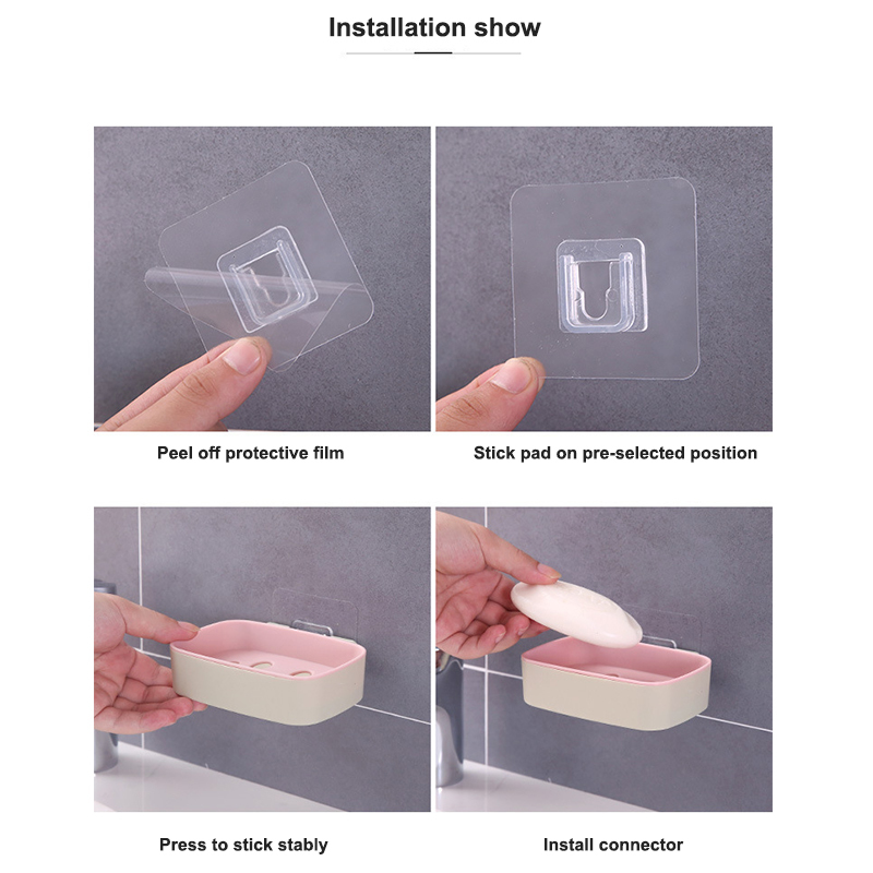 Soap Box Wall Mounted Sticky Soap Dish Tray Holder Soap Savers Case Container For Shower Gym School Bathroom Storage